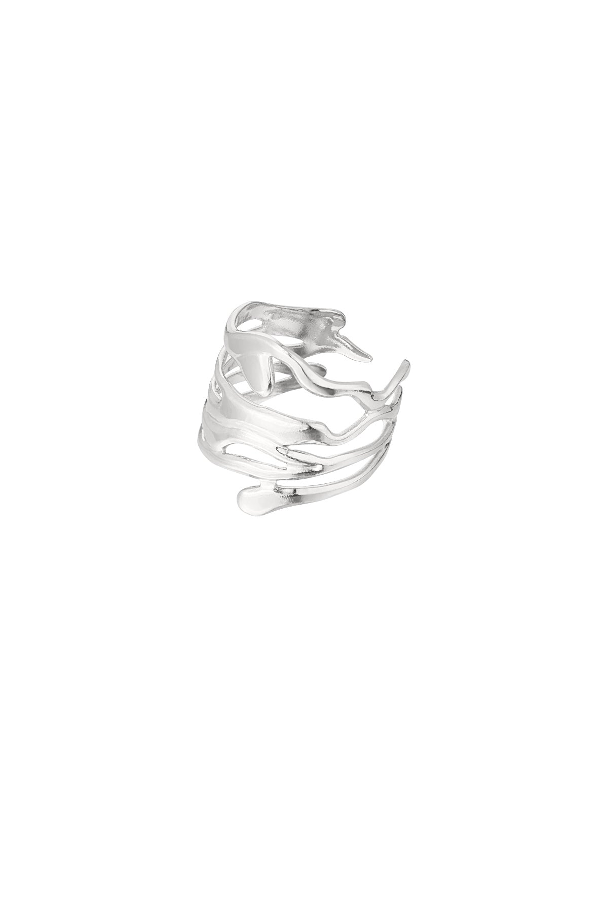 Abstract Wavy Ring - One Size (sølv)
